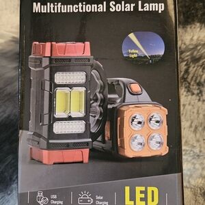 Multifunctional Solar Lamp - Black and Red